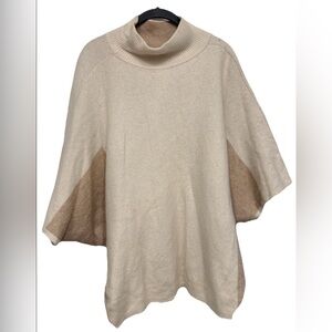 Benedetta B. Cream Tan Poncho Merino Wool Cashmere Blend Made In Italy One Size